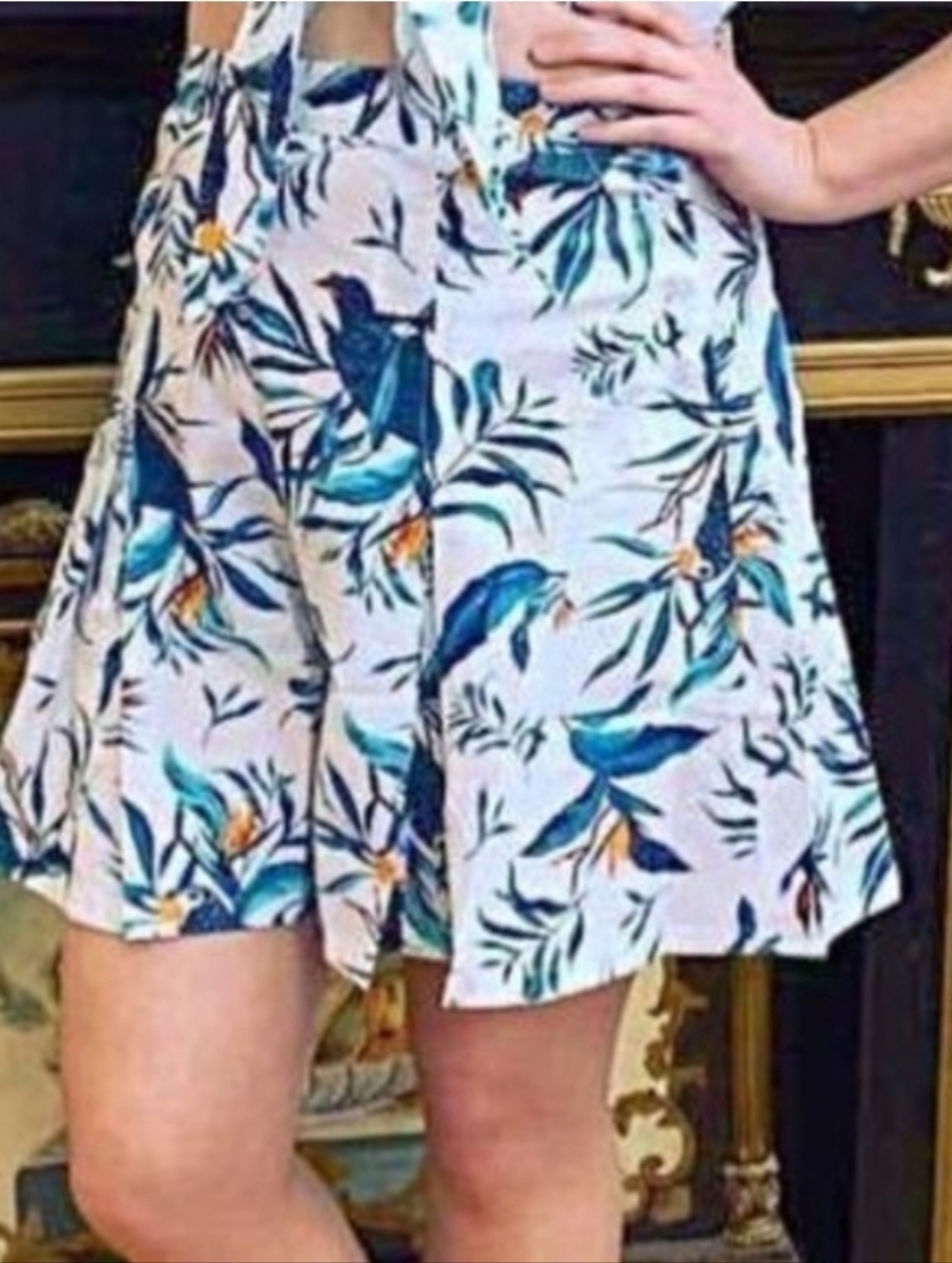 Bernie Dexter White Tropical Bird Print Shorts 2XL NWOT (6767)